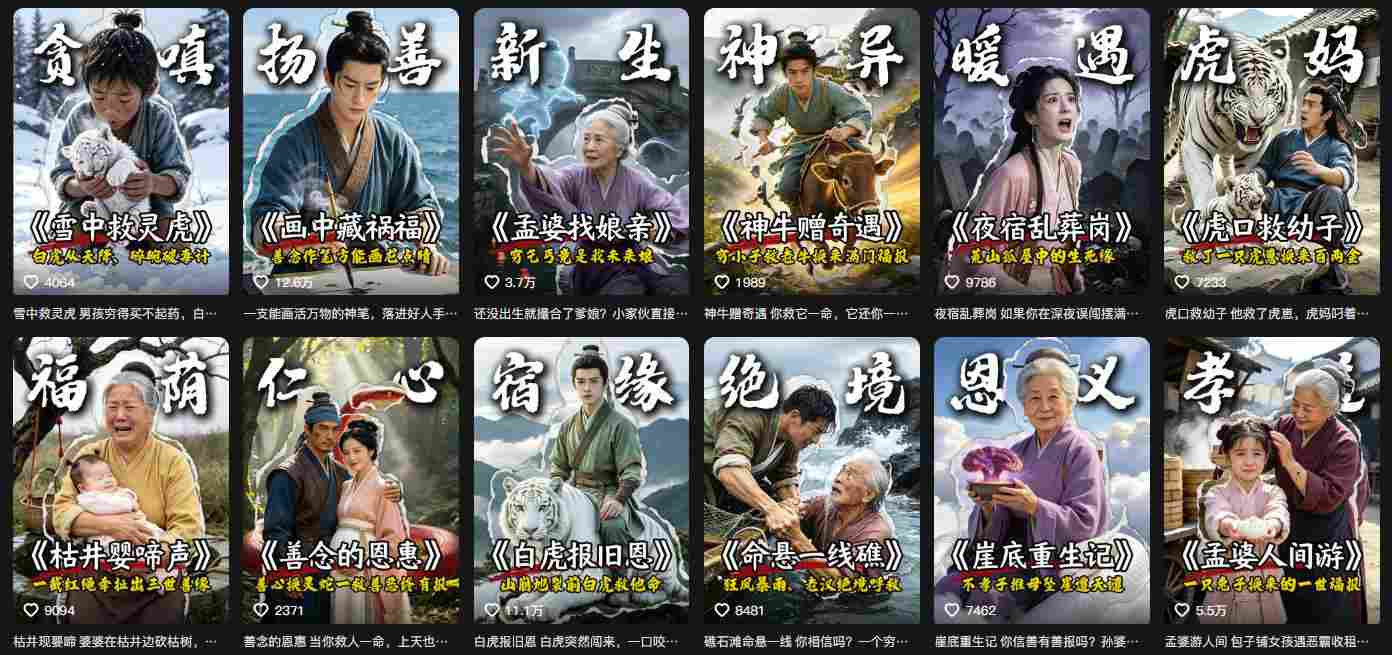 抖音67W粉丝博主的AI民间故事教学,从起号、文案、剪辑到多平台变现全流程,伙伴分成计划接广告等多种收益,月入1W
