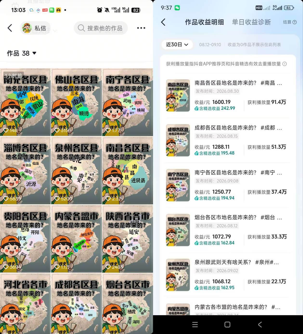 抖音3.2W粉博主理史游记AI历史游记短视频教学,热门赛道条条爆赞,单条独家精选收益1k
